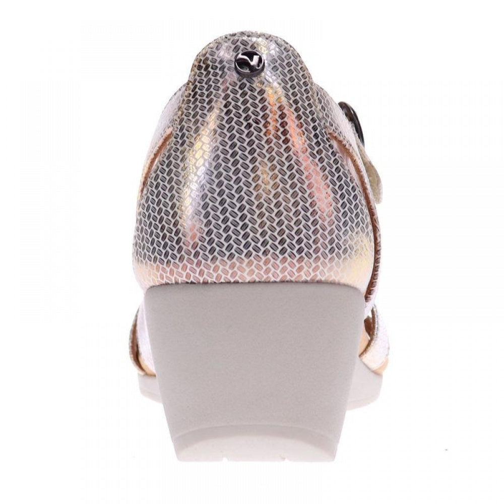 Revere Nassau Closed Heel Wedge - Women's - Metallic Interest - Rear