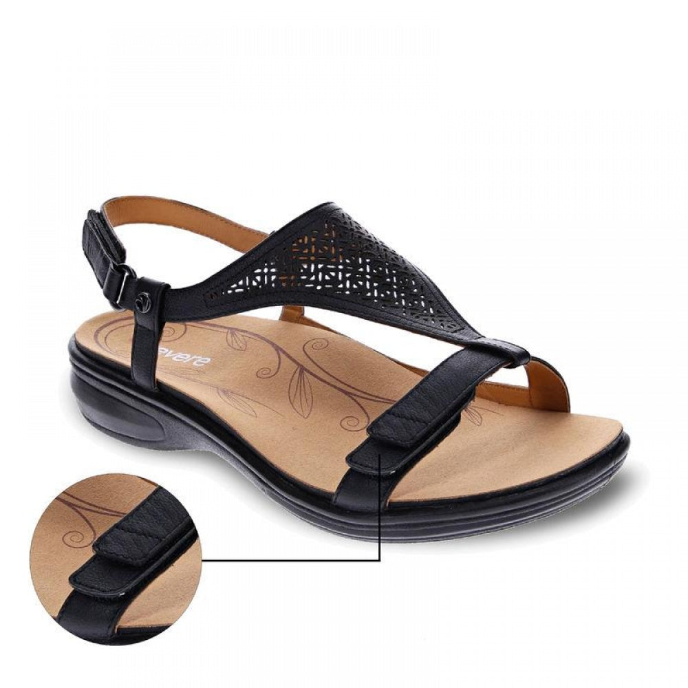 Revere Santa Fe Back Strap Sandal - Women's - Black - Strap Detail