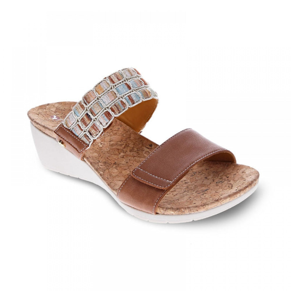 Revere Sorrento Cork Wedges - Women's - Cognac - Angle