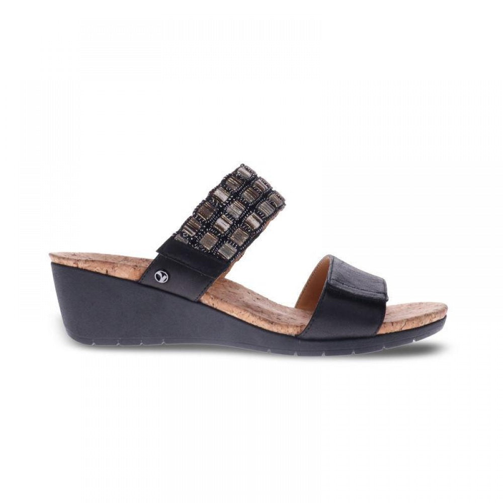 Revere Sorrento Women's Slip-on Wedge Sandal - wedge Onyx  