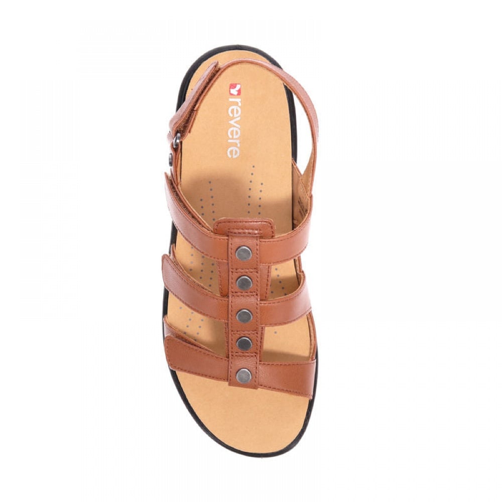 Revere Toledo Backstrap Leather Sandals - on Sale - Women's - Cognac - Overhead
