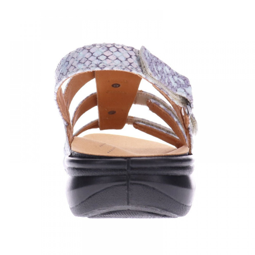 Revere Toledo Backstrap Leather Sandals - on Sale - Women's - Teal Snake - Rear