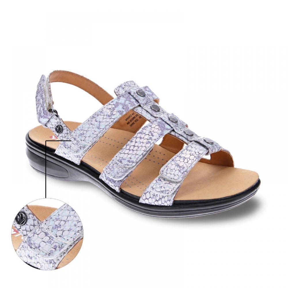 Revere Toledo Backstrap Leather Sandals - on Sale - Women's - Teal Snake - Strap Detail