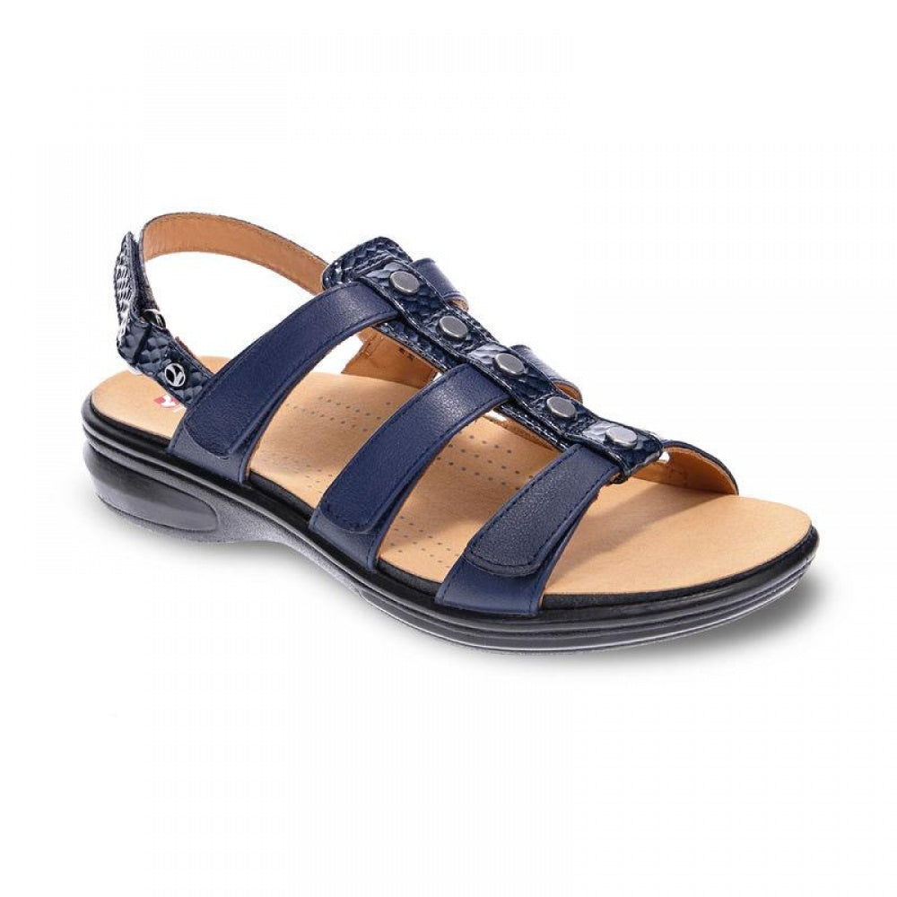 Revere Toledo - Women's Backstrap Sandal - Navy Snake/Blue