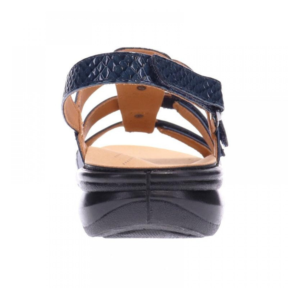 Revere Toledo - Women's Backstrap Sandal - Navy Snake/Blue
