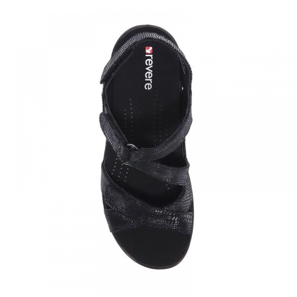 Revere Zanzibar Back Strap Sandal - Women's - Black Lizard - Overhead