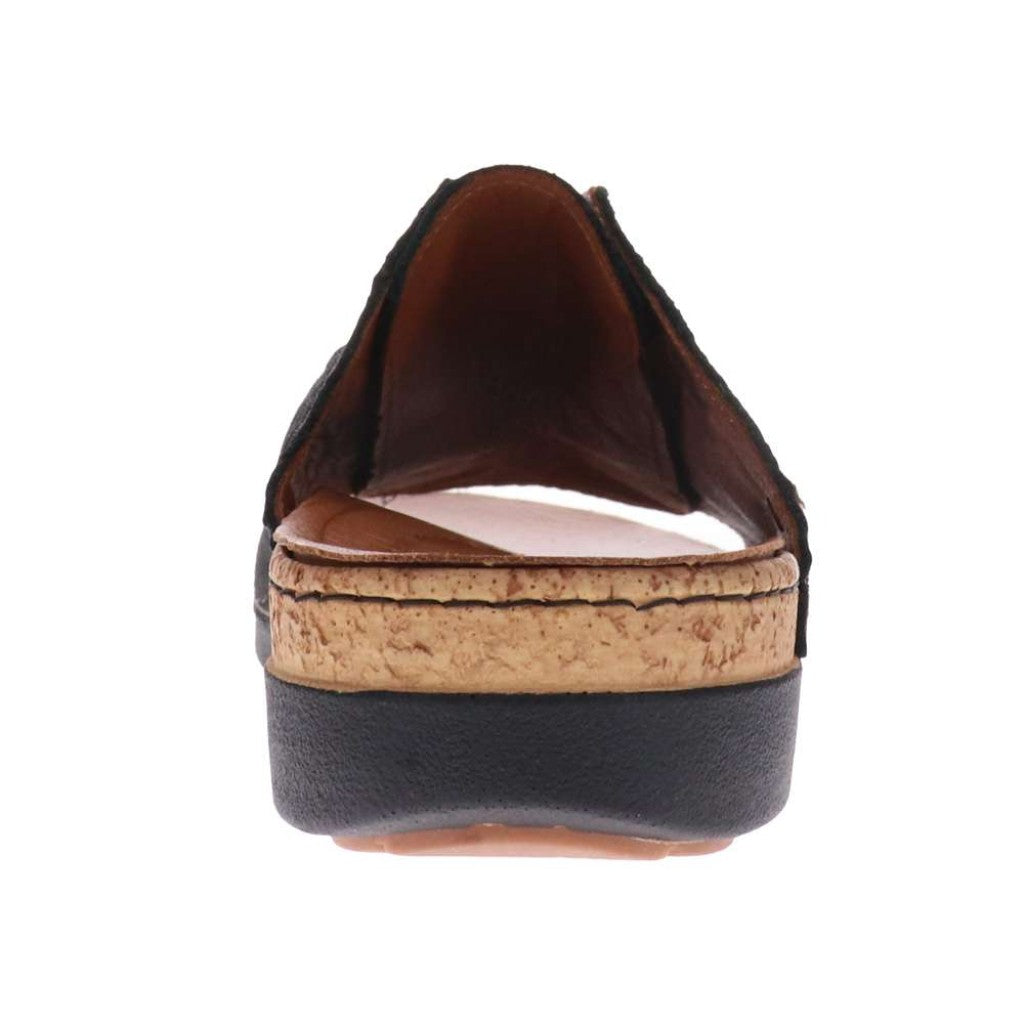 Revere Antalya Cushioned Arch Support Removable Footbed Women's Slide - Black Linen - Product View - 7