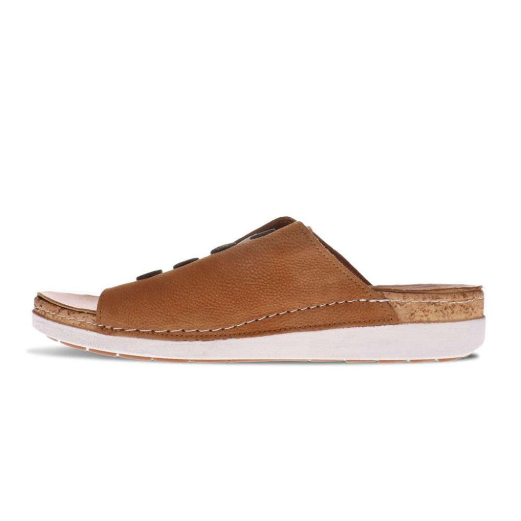 Revere Antalya Cushioned Arch Support Removable Footbed Women's Slide - Caramel - Product View - 3