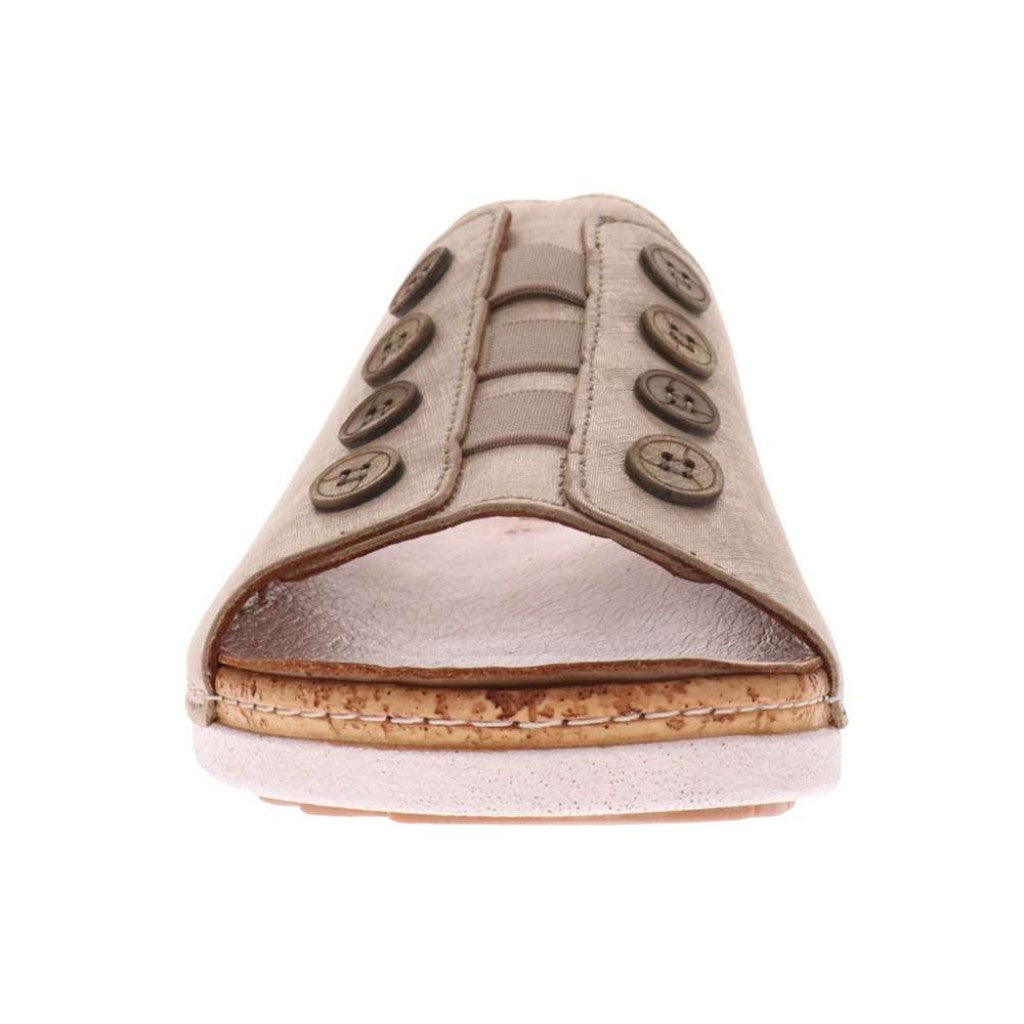 Revere Antalya Cushioned Arch Support Removable Footbed Women's Slide - Gold Linen - Product View - 5