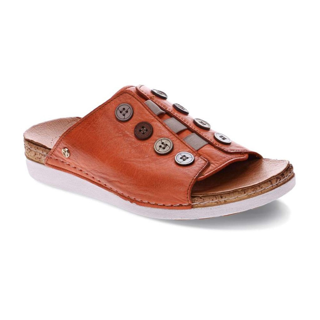 Revere Antalya Cushioned Arch Support Removable Footbed Women's Slide - Mango - Product View - 1