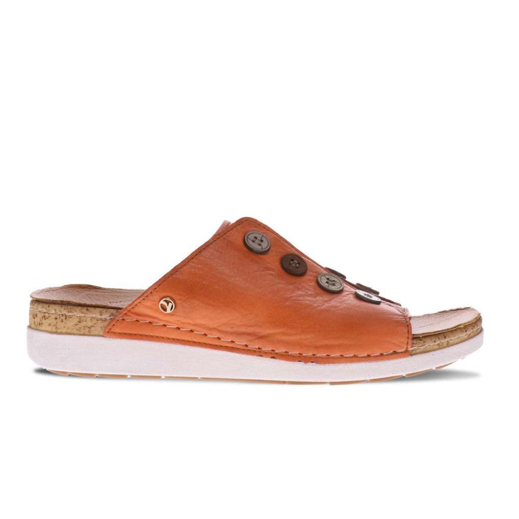 Revere Antalya Cushioned Arch Support Removable Footbed Women's Slide - Mango - Product View - 2