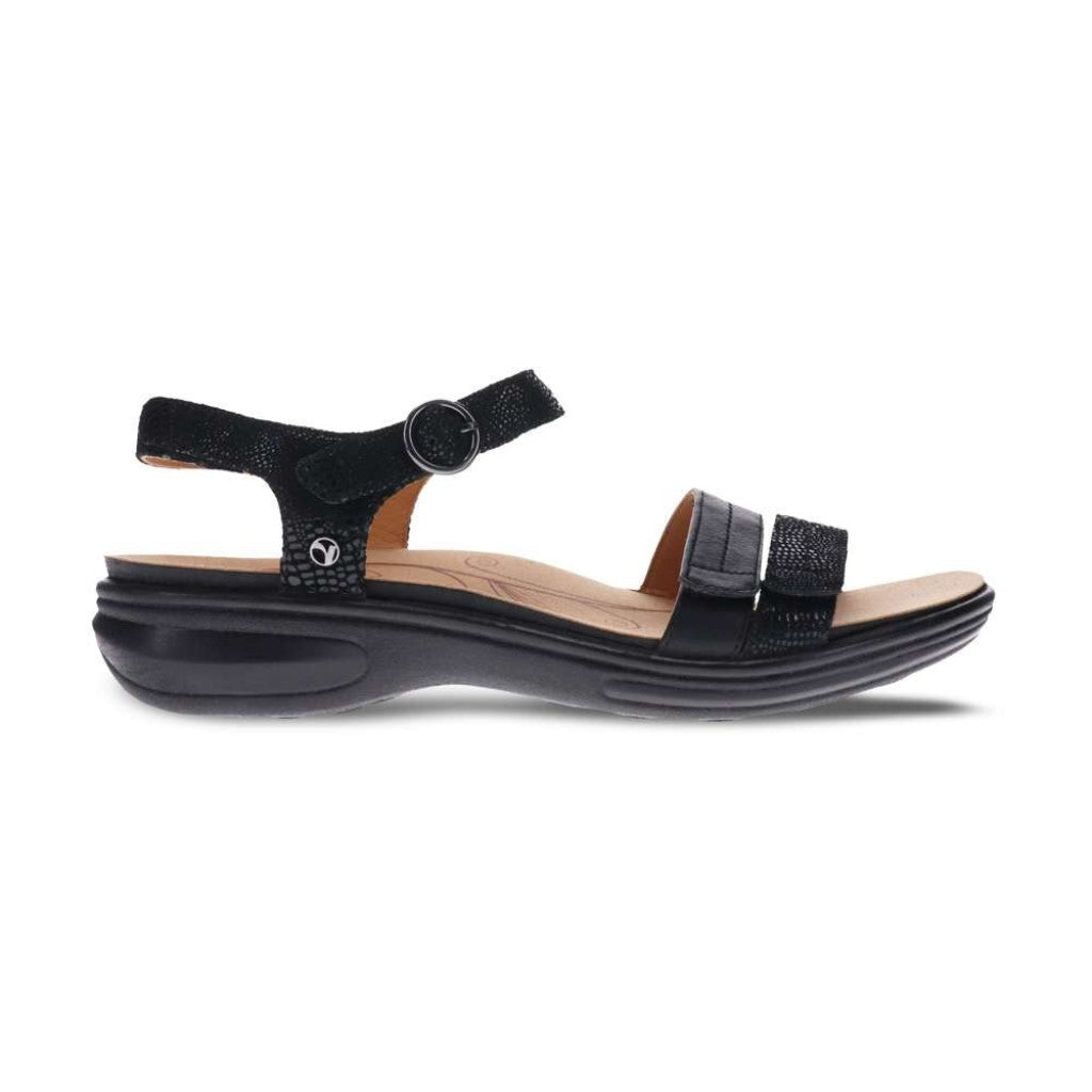 Revere Barbados Women's Sandal - Black French Lizard - Product View - 2