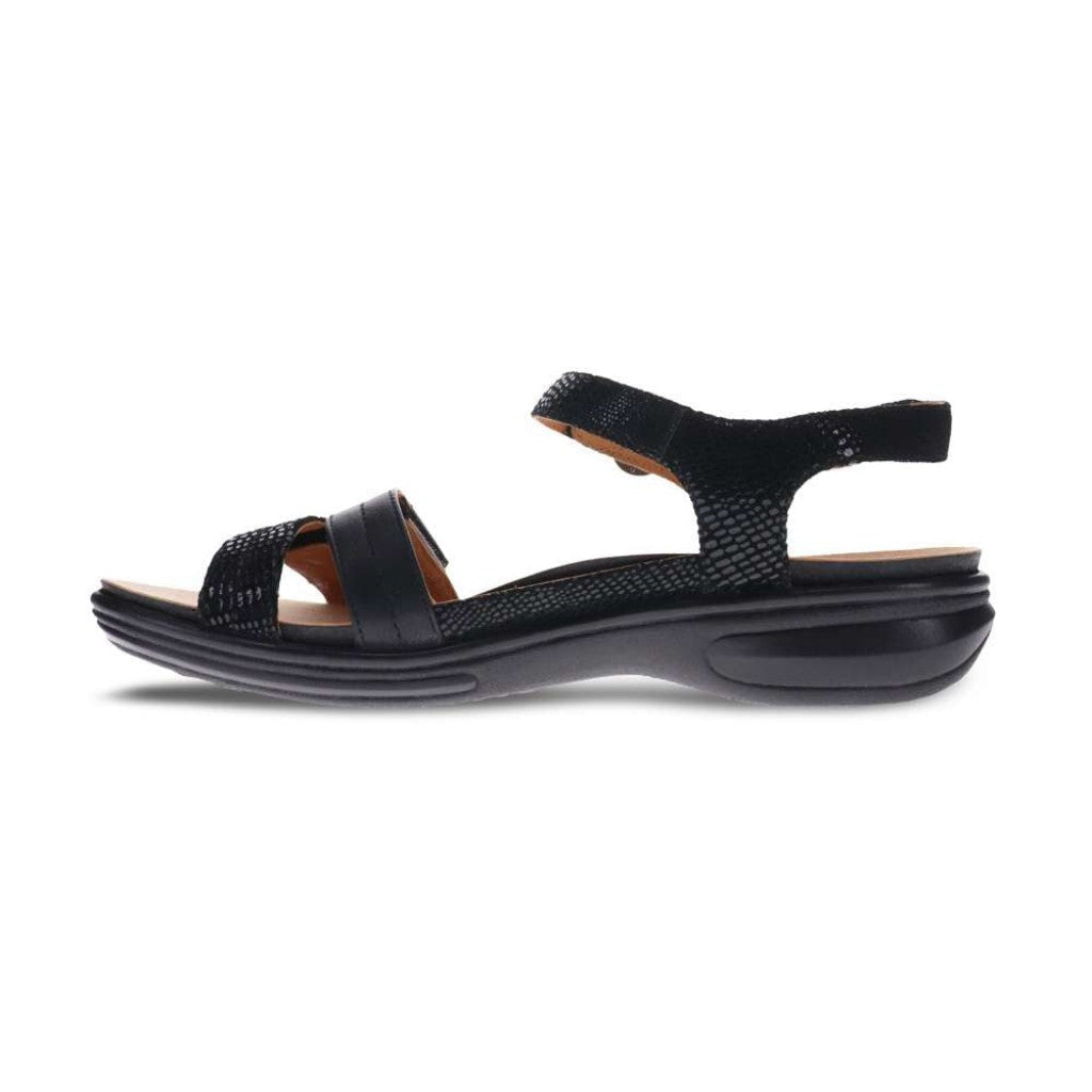 Revere Barbados Women's Sandal - Black French Lizard - Product View - 3