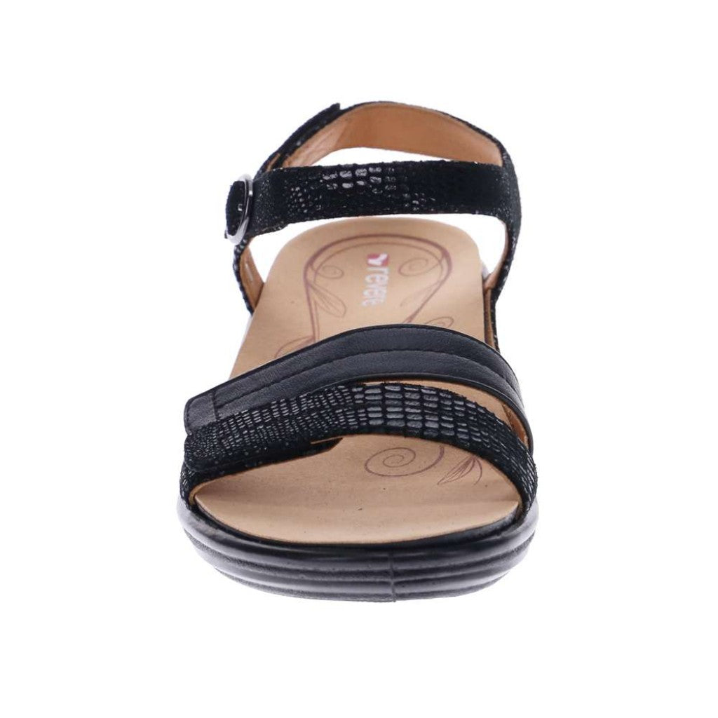 Revere Barbados Women's Sandal - Black French Lizard - Product View - 5