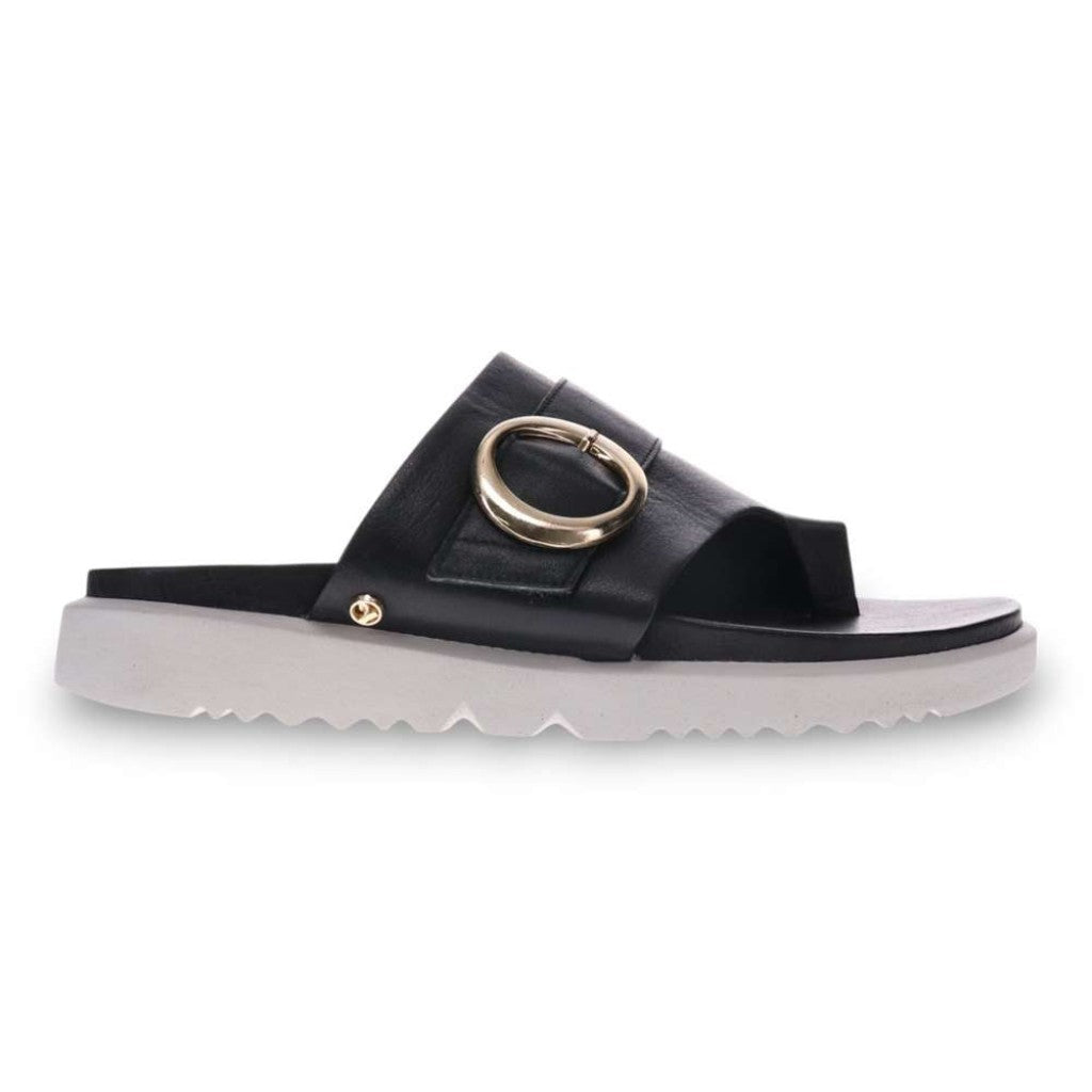 Revere Biscay Supportive Toe-Post Women's Sandal - Black - Product View - 2