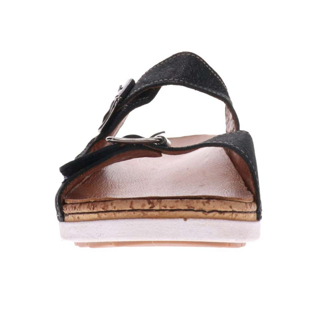 Revere Brighton Slide Sandal - Black Linen - Product View - 5