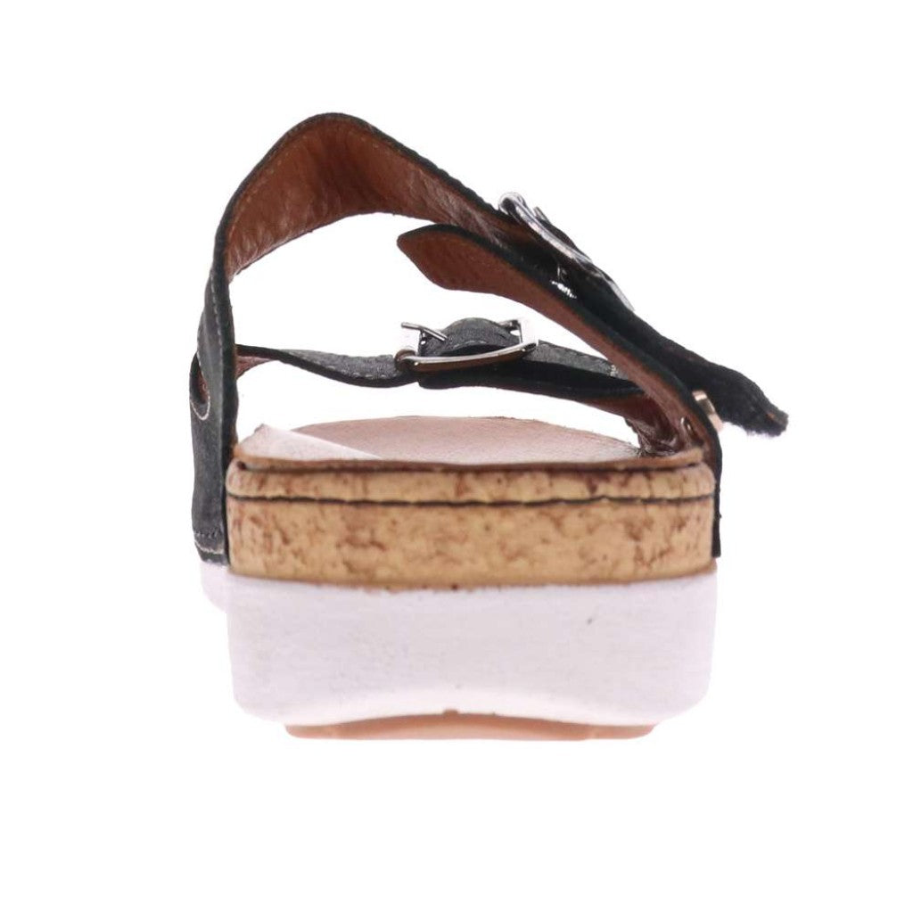 Revere Brighton Slide Sandal - Black Linen - Product View - 6