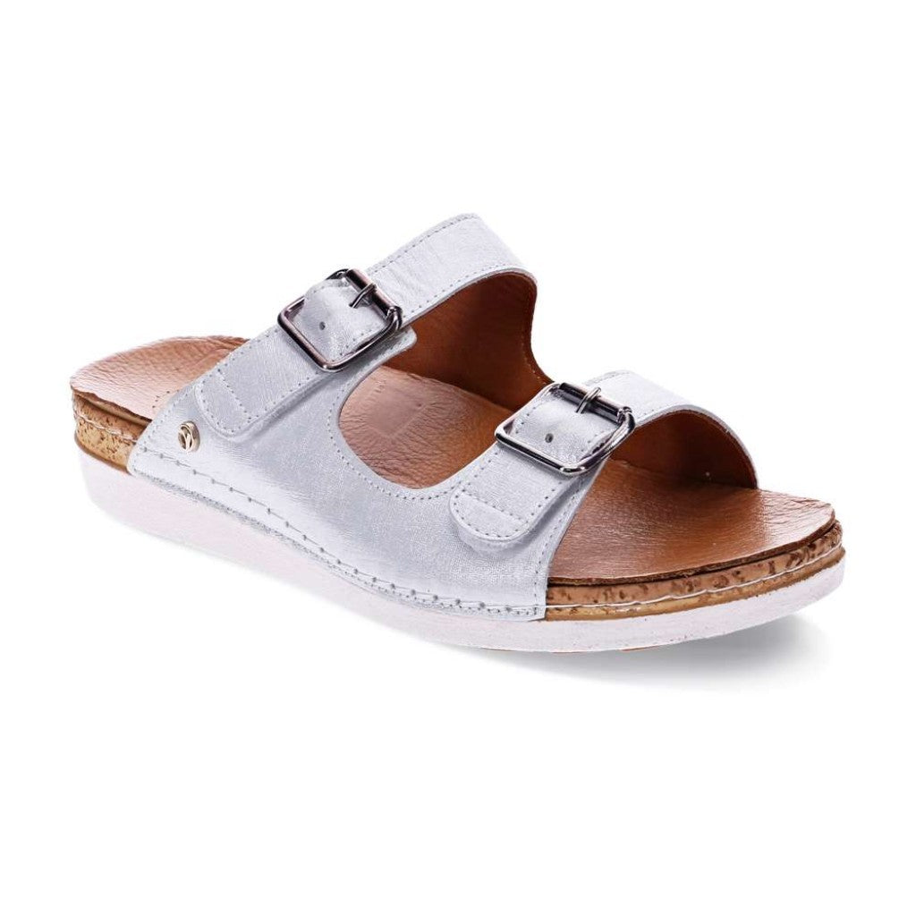 Revere Brighton Slide Sandal - White Linen - Product View - 1