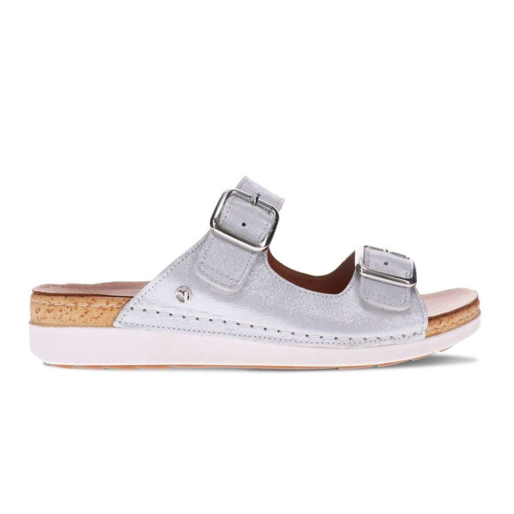 Revere Brighton Slide Sandal - White Linen - Product View - 2