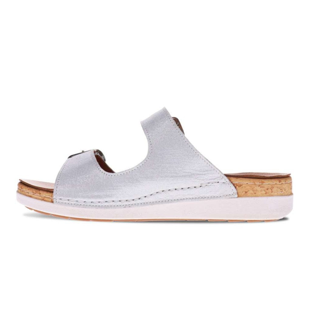 Revere Brighton Slide Sandal - White Linen - Product View - 3