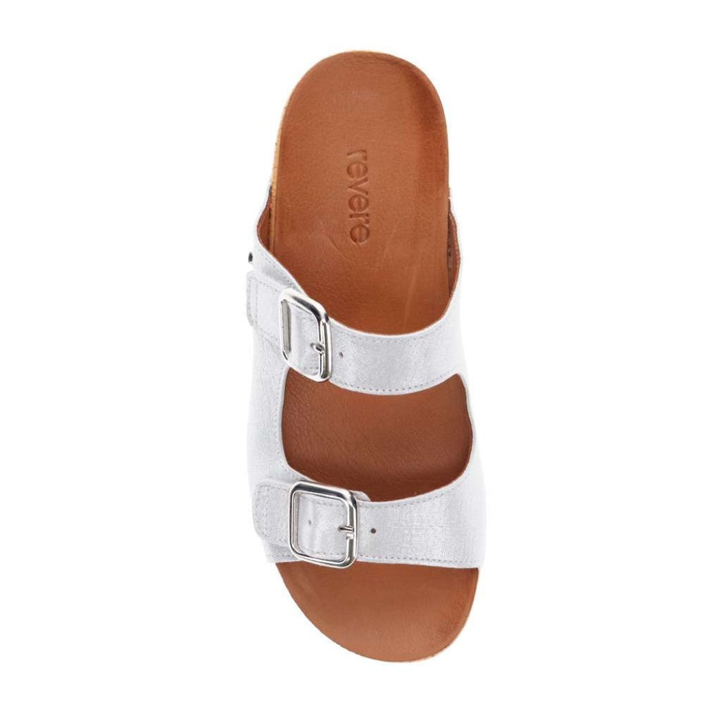 Revere Brighton Slide Sandal - White Linen - Product View - 4