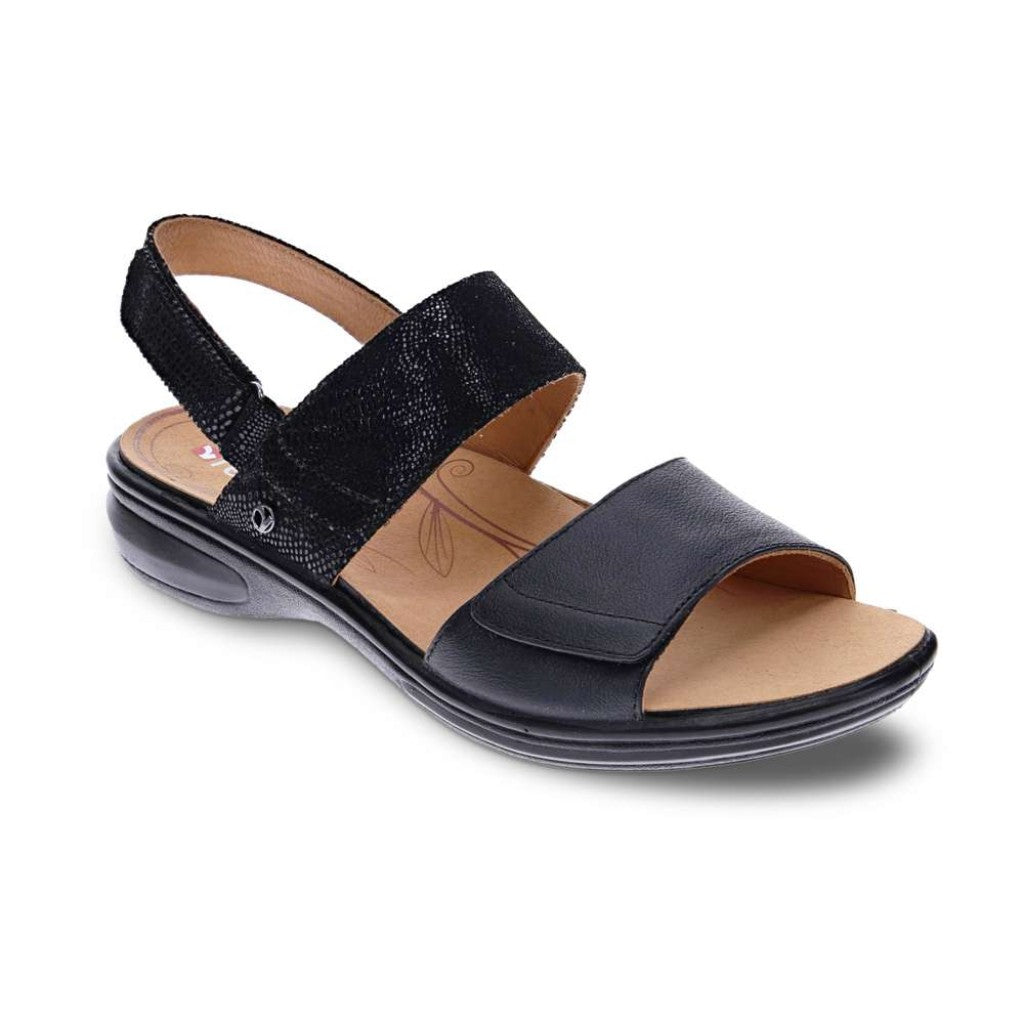 Revere Como Adjustable Slingback Women's Sandal - Black Lizard - Product View - 1
