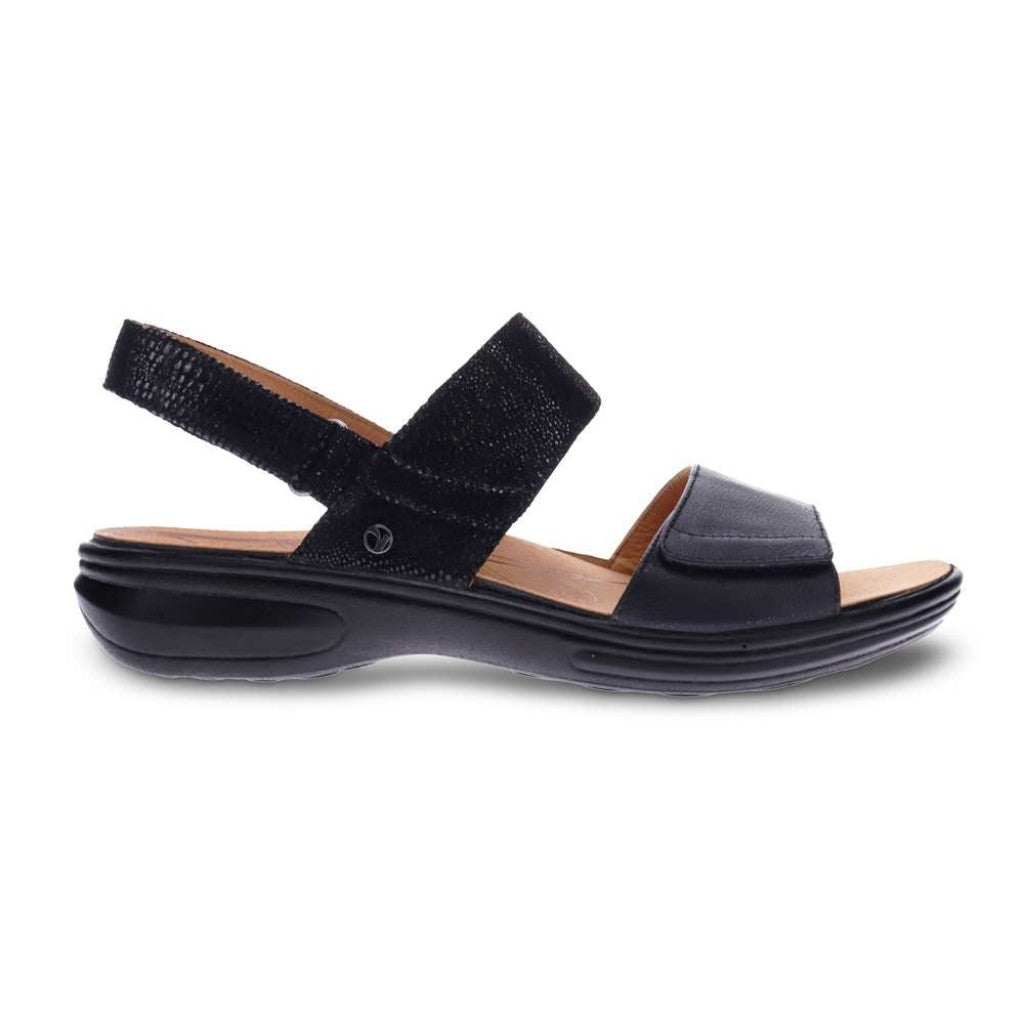 Revere Como Adjustable Slingback Women's Sandal - Black Lizard - Product View - 2