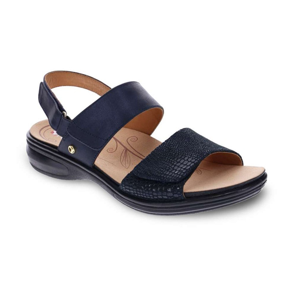 Revere Como Adjustable Slingback Women's Sandal - Sapphire Navy Lizard - Product View - 1