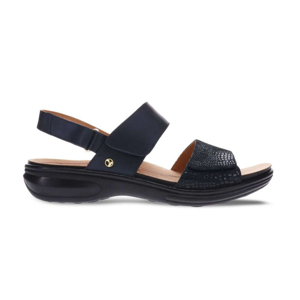 Revere Como Adjustable Slingback Women's Sandal - Sapphire Navy Lizard - Product View - 2