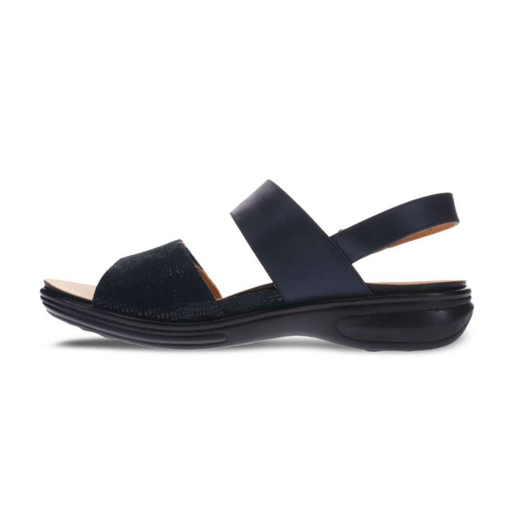 Revere Como Adjustable Slingback Women's Sandal - Sapphire Navy Lizard - Product View - 3