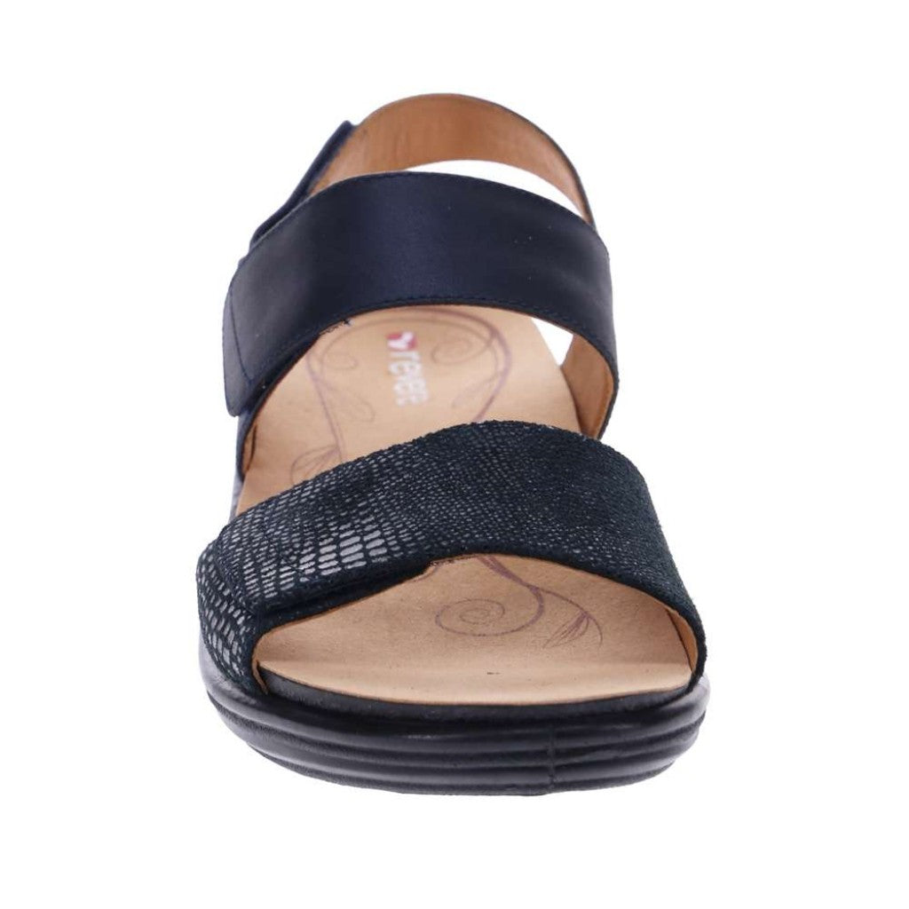 Revere Como Adjustable Slingback Women's Sandal - Sapphire Navy Lizard - Product View - 5