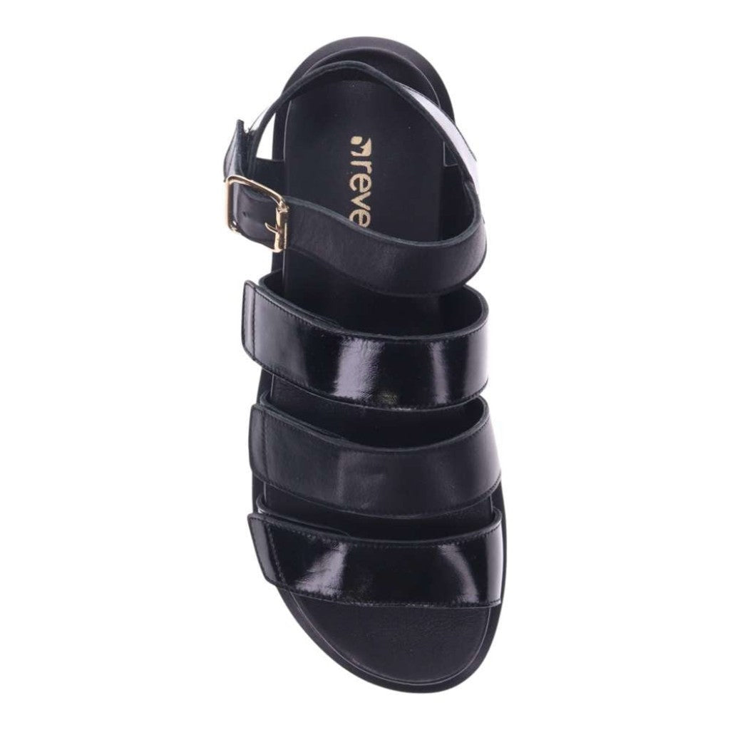 Revere Costa Rica Comfort Support Women's Sandal - Black Sheen - Product View - 4
