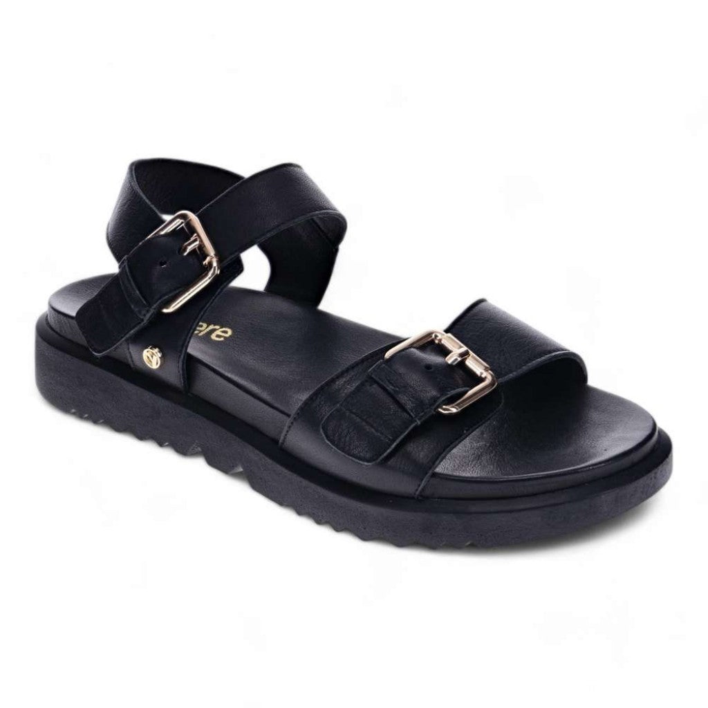 Revere Cyprus Adjustable Two-Strap Personalized Comfort Women's Sandal - Black - Product View - 1