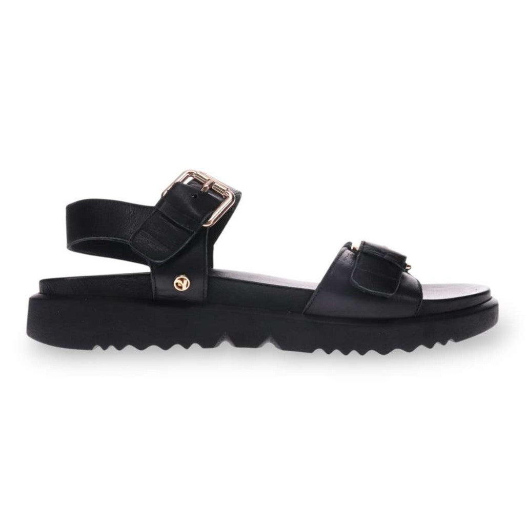 Revere Cyprus Adjustable Two-Strap Personalized Comfort Women's Sandal - Black - Product View - 2