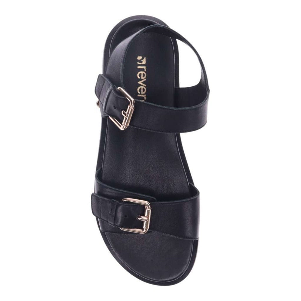 Revere Cyprus Adjustable Two-Strap Personalized Comfort Women's Sandal - Black - Product View - 4