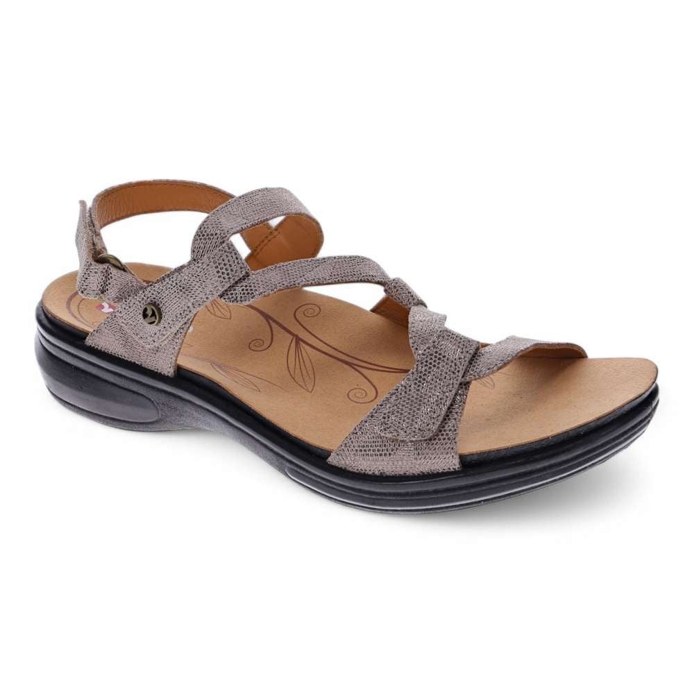 Revere Emerald Adjustable Arch-Support Women's Sandal - Champagne Angle - Product View - 1