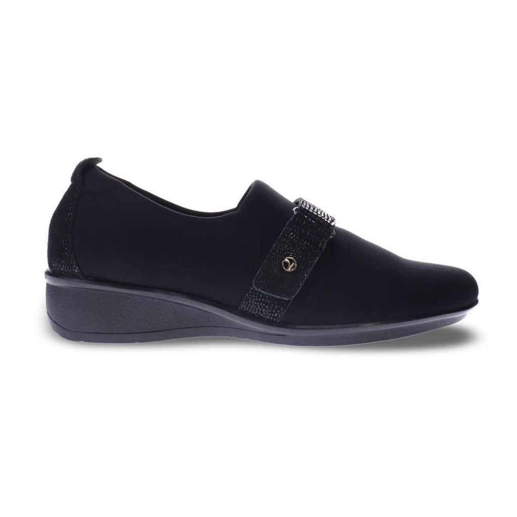 Revere Genoa Stretch Supportive Comfort Women's Loafer - Black Black Lizard - Product View - 2