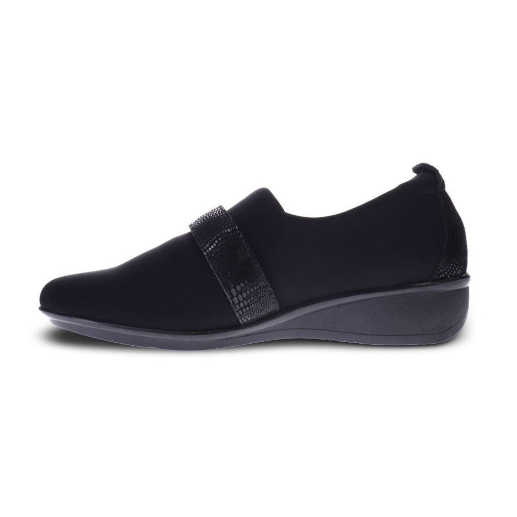 Revere Genoa Stretch Supportive Comfort Women's Loafer - Black Black Lizard - Product View - 3