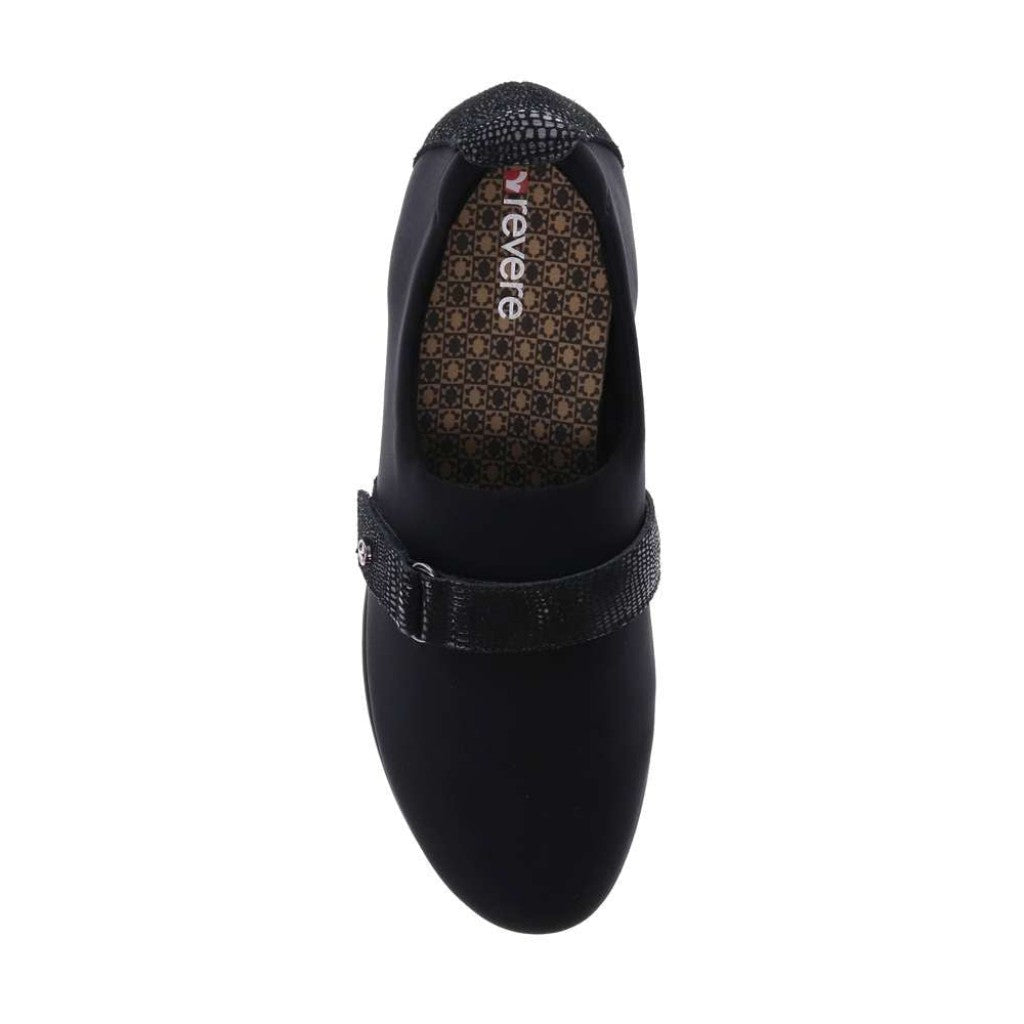 Revere Genoa Stretch Supportive Comfort Women's Loafer - Black Black Lizard - Product View - 4