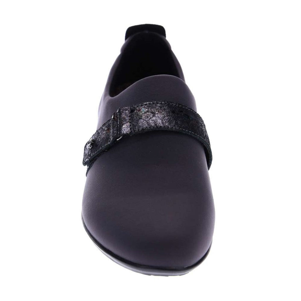 Revere Genoa Stretch Supportive Comfort Women's Loafer - Graphite Black Metallic Python - Product View - 5