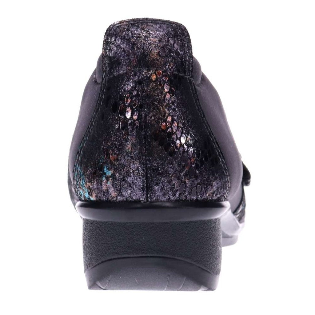 Revere Genoa Stretch Supportive Comfort Women's Loafer - Graphite Black Metallic Python - Product View - 6