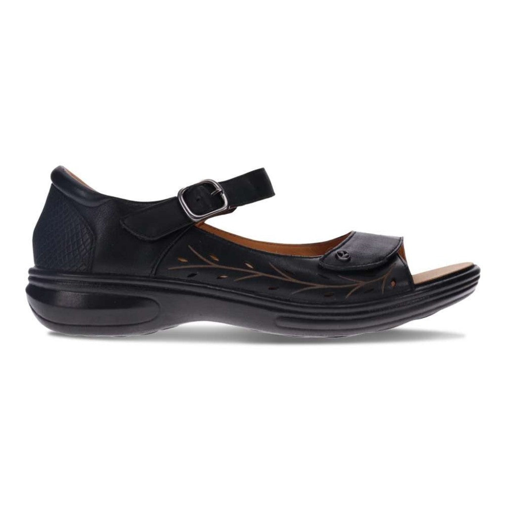 Revere Lagos Supportive Leather Sandal Women Sandal - Black French - Product View - 2