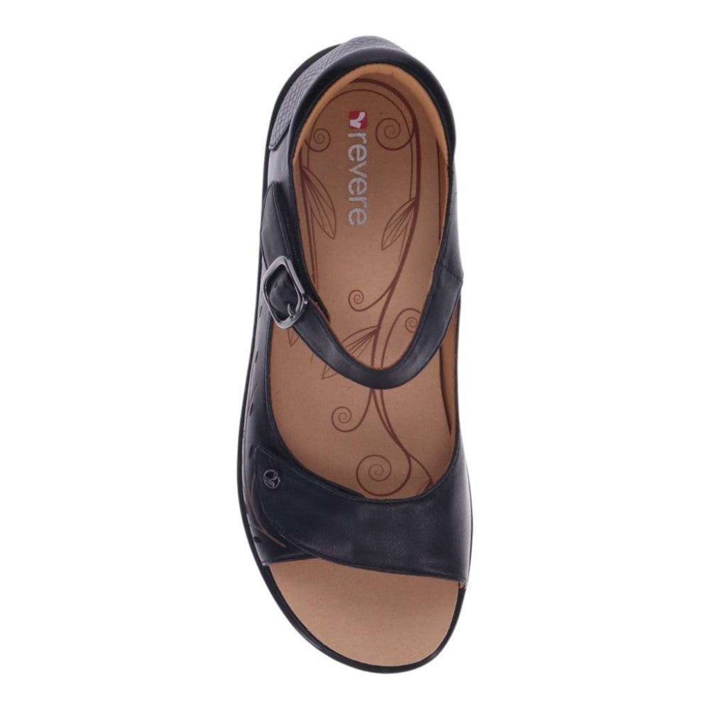 Revere Lagos Supportive Leather Sandal Women Sandal - Black French - Product View - 4