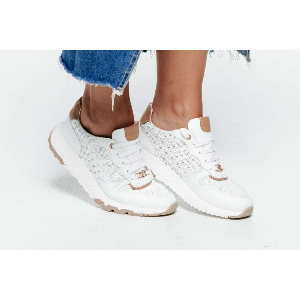 Revere Los Angeles Casual Women's Sneaker - White Tan - Product View - 6