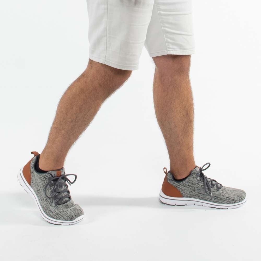 Revere Men's Hudson Lace-Up Sneaker Casual Sneaker - Grey Marle - Product View - 6