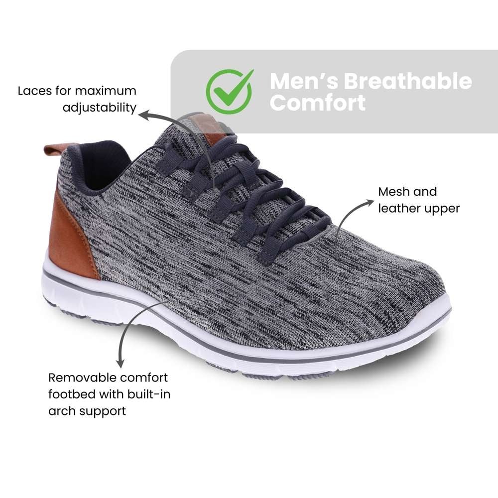 Revere Men's Hudson Lace-Up Sneaker Casual Sneaker - Grey Marle - Product View - 9