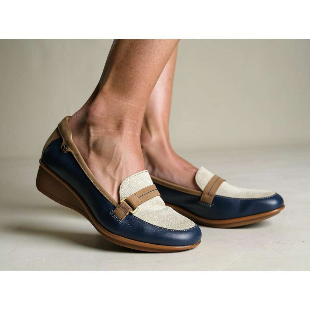 Revere Montmartre Wedged Women's Loafer - Blue French - Product View - 6