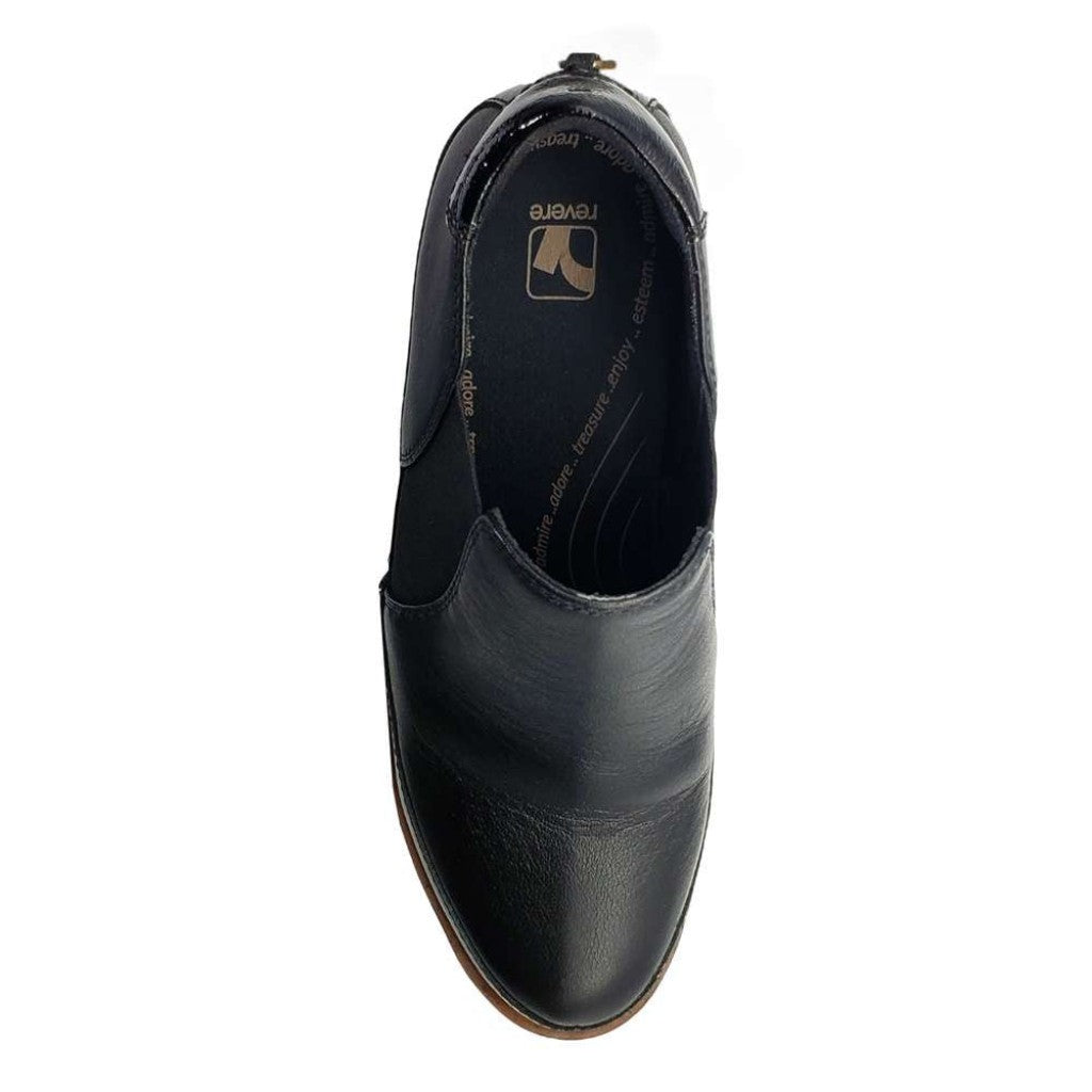Revere Mykonos Wedge Arch Support Women's Loafer - Black - Product View - 4