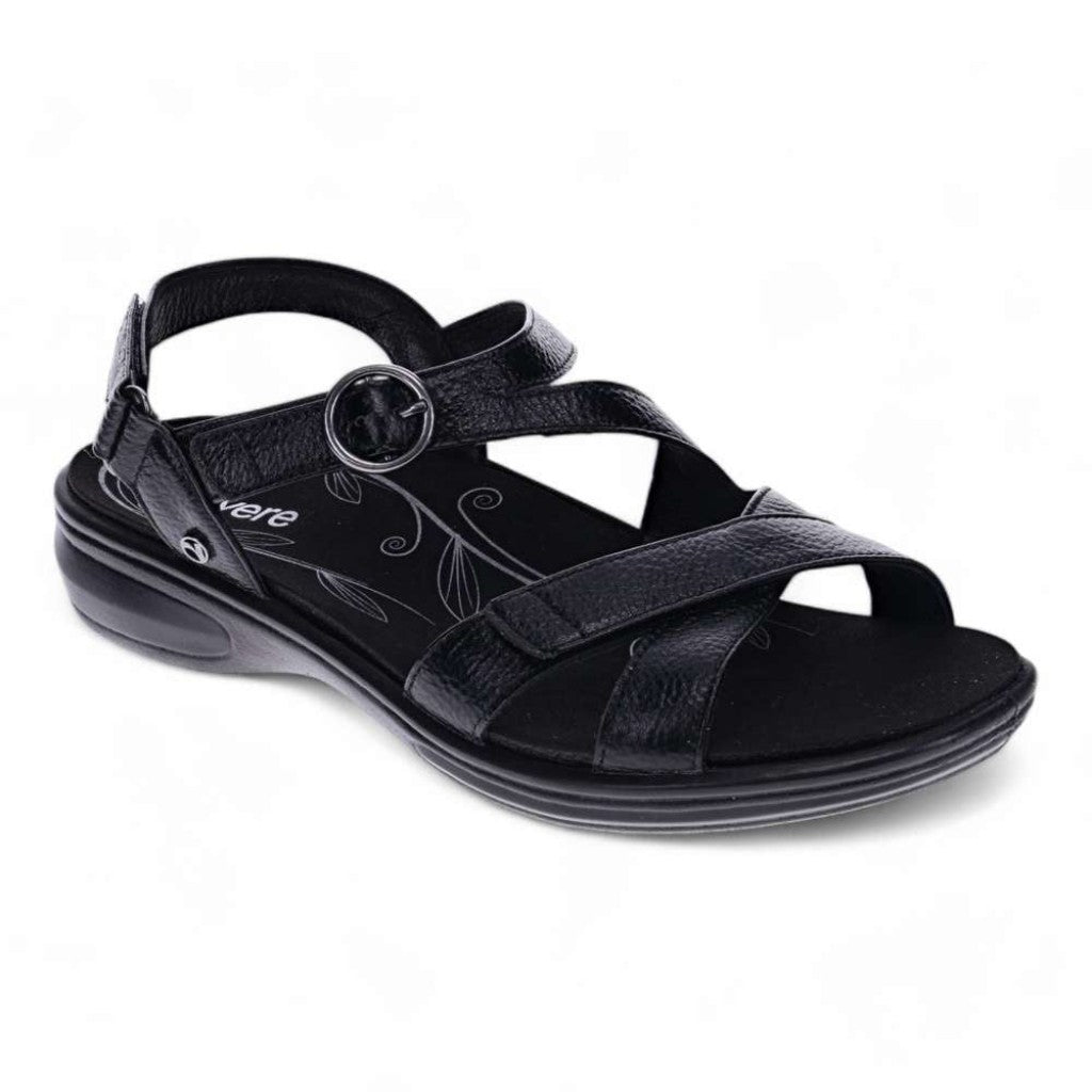 Revere Nagoya Supportive Leather Footbed Women's Sandal - Black Pebble - Product View - 1