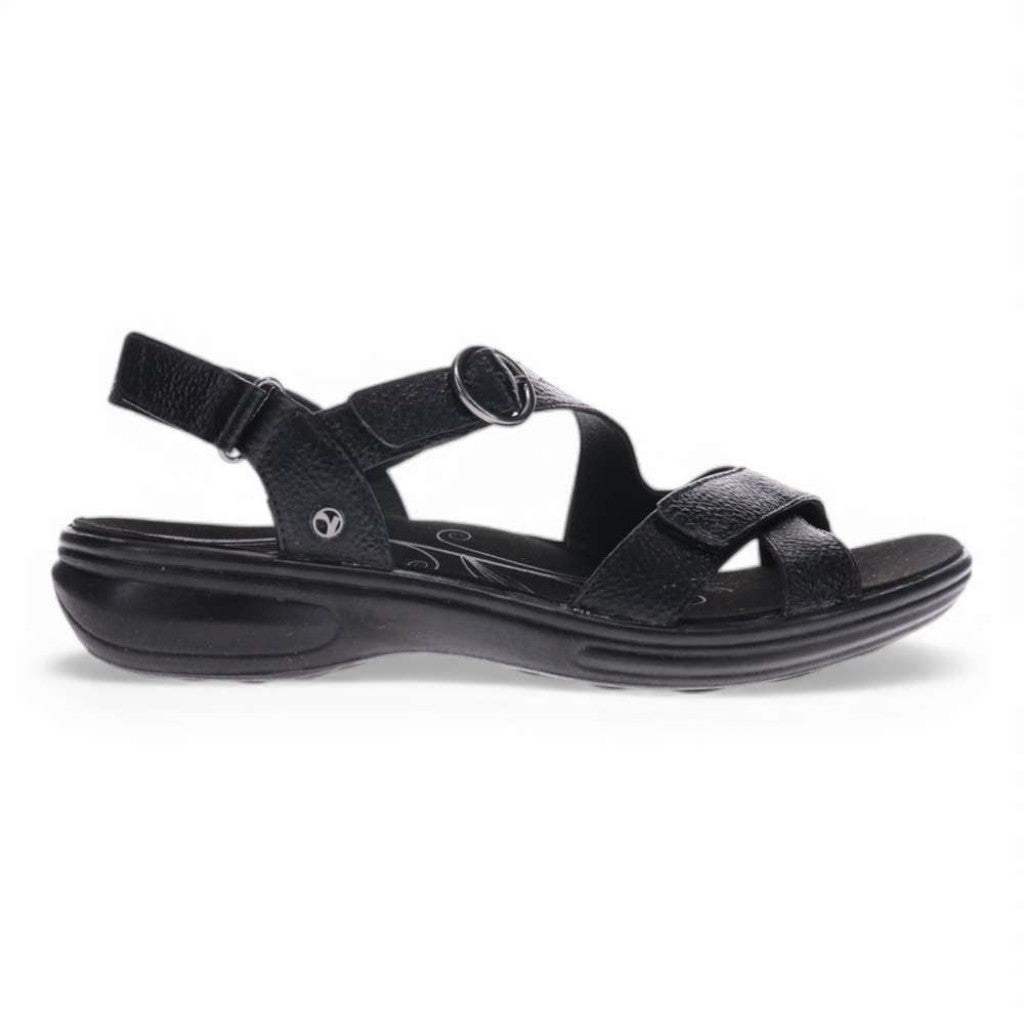 Revere Nagoya Supportive Leather Footbed Women's Sandal - Black Pebble - Product View - 2